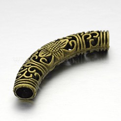 Tibetan Style Hollow Alloy Curved Tube Beads&nbsp;PALLOY-J493-33AB-NF