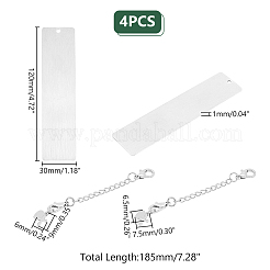 4Pcs Rectangle 201 Stainless Steel Blank Bookmarks&nbsp;AJEW-UN00004