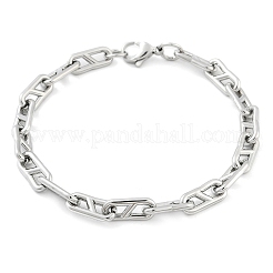 304ステンレススチール製オーバルリンクチェーンブレスレット女性用男性用  ステンレス鋼色  8-1/8インチ（20.5cm）&nbsp;BJEW-F488-49A-P