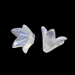 透明なアクリルビーズキャップ  5  - 花びらの花  ホワイト  16x16.5x13mm  穴：1.4mm&nbsp;OACR-A020-01