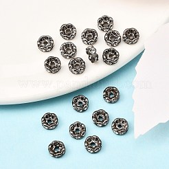 真鍮製ラインストーンスペーサービーズ  グレードAAA  ウェーブエッジ  ニッケルフリー  ガンメタ色  ロンデル  クリスタル  6x3mm  穴：1mm&nbsp;RB-A014-L6mm-01B-NF