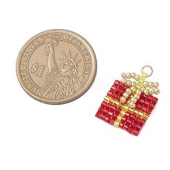 Glass Seed Beaded Christmas Gift Pendants&nbsp;PALLOY-MZ00899-01