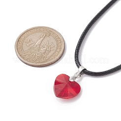 Valentine's Day Glass Heart Pendant Necklaces&nbsp;NJEW-JN04570-01