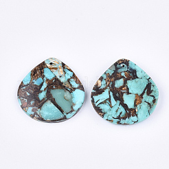 Assembled Natural Bronzite and Synthetic Turquoise Pendants&nbsp;G-S329-046