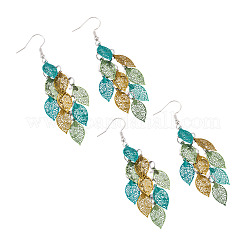 2 Pairs 430 Stainless Steel Leaf Dangle Earrings&nbsp;EJEW-TA0001-83D