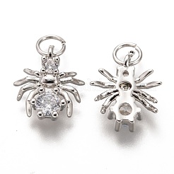 Brass Micro Pave Clear Cubic Zirconia Charms&nbsp;ZIRC-C020-43P