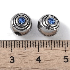 316サージカルステンレスラインストーンビーズ  ラウンド  アンティークシルバー  8.5x8mm  穴：2mm&nbsp;STAS-P362-02AS