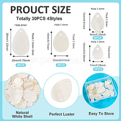30Pcs 4 Styles Natural White Shell Pendants&nbsp;FIND-TA0004-96