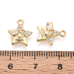 Brass Micro Pave Cubic Zirconia Charms&nbsp;KK-N263-143A-G
