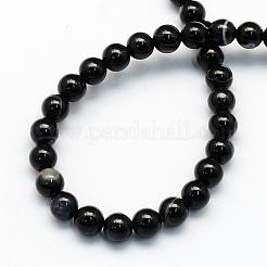 Natural Black Line Agate Round Beads Strands&nbsp;G-S155-6mm