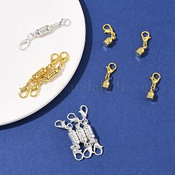 真鍮製マグネット留め具コンバーター 8 セット  カニカン付き  コラム  ゴールデン＆シルバー  45x5.5mm&nbsp;KK-FS0001-54
