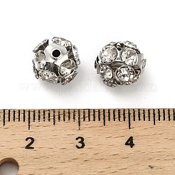 10mm真鍮ラインストーンビーズ  ラウンド  プラチナ  9~10x10mm  穴：1.4mm&nbsp;X1-KK-S519-01C-P