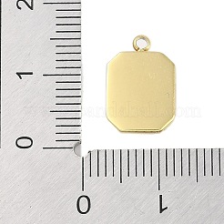 ガラスチャーム  イオンプレーティング（IP）304ステンレス鋼製金具  手動研磨  18KGP本金メッキ  長方形チャーム  透明  13.5x9x4.5mm  穴：1.4mm&nbsp;STAS-P366-39G-03