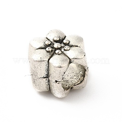 チベット風合金ヨーロピアンビーズ  大穴ビーズ  花  アンティークシルバー  10.5x9x8mm  穴：5mm  約268個/500g&nbsp;PALLOY-P293-135AS