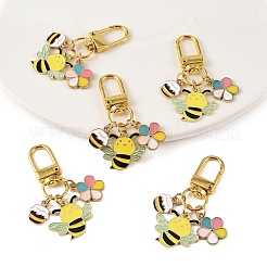 6Pcs Alloy Enamel Bees & Flower & Honey Jar Pendant Decorations&nbsp;HJEW-YW00457