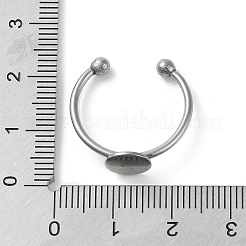 Non-Tarnish Adjustable 304 Stainless Steel Finger Rings Components&nbsp;STAS-K278-04B-P