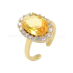 Brass Micro Pave Cubic Zirconia Cuff Open Rings for Women&nbsp;RJEW-L343-17G