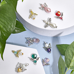 34個 34スタイル ガラス & ABSプラスチック イミテーションパールビーズペンダント  アクリルと合金のパーツ付き  エンジェルチャーム  ミックスカラー  27~33x18~23.5x6~19.5mm  穴：2~3mm  1個/スタイル&nbsp;FIND-CA0007-84