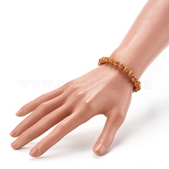 イミテーションウッドアクリルストレッチビーズブレスレット  クロスの丸  ペルー  内径：2-1/8インチ（5.4cm）  ビーズ：7.5mm&nbsp;BJEW-JB06232