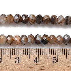 天然バンデットアゲートビーズ連売り  ロンデル  多面カット  染め＆加熱  コーヒー  5.5~6.5x4.5mm  穴：1mm  約91~94個/連  15.35''（39cm）〜15.43''（39.2cm）&nbsp;G-D344-A34-04