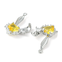 Brass Micro Pave Cubic Zirconia Pendants&nbsp;KK-L208-05P-04