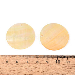 天然黄色のシェルペンダント  ディスクチャーム  桃パフ  29.5~30x1~3mm  穴：1.6mm&nbsp;BSHE-T014-36A