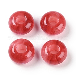 グリッターパウダー入り樹脂ヨーロピアンビーズ  大穴ビーズ  ロンデル  ミックスカラー  13.5x7.5mm  穴：5mm&nbsp;RESI-F055-07