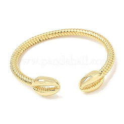 Ocean Brass Shell Shape Open Cuff Bangles for Women&nbsp;KK-CBAF3A5-09G
