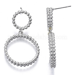 真鍮ダングルスタッドピアス  ステンレス鋼ピンと  ニッケルフリー  リング  プラチナメッキ  39x23mm  ピン：0.7mm&nbsp;KK-N232-107P-NF
