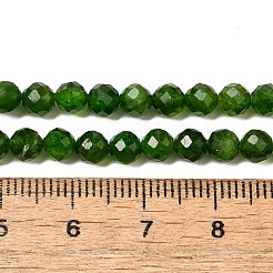 天然グリーンディオプサイドビーズ連売り  ラウンド  マイクロファセット  4mm  穴：0.9mm  約83個/連  14.96インチ（38cm）&nbsp;G-NH0046-A01-03
