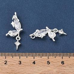 Brass Pave Clear Cubic Zirconia Pendants&nbsp;KK-C168-25S
