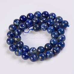 天然石ラピスラズリビーズ連売り  ラウンド  10mm  穴：1mm  約39個/連  15.5インチ&nbsp;G-K254-01-10mm