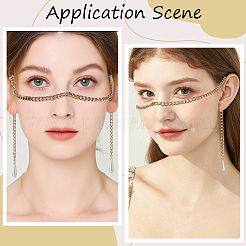 2Pcs 2 Colors Alloy Twisted Nose Chains Face Chains with Teardrop Plastic Imitation Pearl&nbsp;PURS-CY0001-01