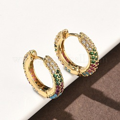 Brass Micro Pave Cubic Zirconia Hoop Earrings&nbsp;EJEW-C181-13G