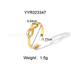 女性用304ステンレススチールカフオープンリング  無限大  調整可能  18KGP本金メッキ  5.4mm  usサイズ7 1/2(17.7mm)&nbsp;GR5544-7