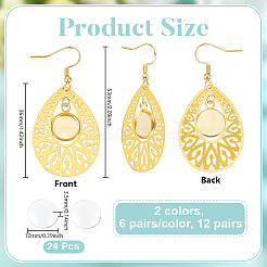 12 Pairs 2 Colors 304 Stainless Steel Teardrop Dangle Earring DIY Jewelry Kits&nbsp;EJEW-UN00031