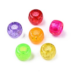 クリアアクリルヨーロピアンビーズ  グリッターパウダー付き  大穴ビーズ  ロンデル  ミックスカラー  9x6.5mm  穴：4mm  約1850個/500g&nbsp;TACR-T010-002