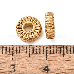 304ステンレススチールスペーサービーズ  イオンプレーティング（ip）  花  18KGP本金メッキ  8x3mm  穴：2mm&nbsp;STAS-L318-03G-03