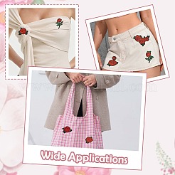 ローズフラワーポリエステルコンピューター刺繍布アイロン縫い付けパッチ22個  アップリケ  レッド  52~83x30~96x2mm&nbsp;PATC-CJZ0001-01