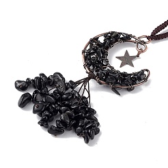 Natural Mixed Stone Moon with Chips Tassel Pendant Decorations&nbsp;G-L524-07R-B