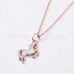 Unicorn Brass Pendant Necklaces&nbsp;NJEW-JN02575-M