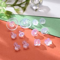 1200個6スタイルのプラスチックとシリコンのイヤーナット  ピアスバックキャッチ  混合形状  ホワイト  200個/スタイル&nbsp;KY-LS0001-02