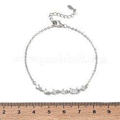 Brass Micro Pave Clear Cubic Zirconia Link Bracelets&nbsp;BJEW-E114-01C-P