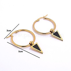 Minimalist Fashion Black Triangle 201 Stainless Steel Hoop Earrings&nbsp;DC0165