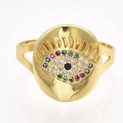 Brass Micro Pave Cubic Zirconia Cuff Rings&nbsp;RJEW-S044-031