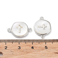 Rack Plating Brass Pave Shell Connector Charms&nbsp;KK-Z036-08P