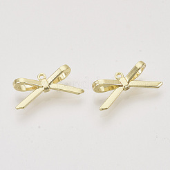 合金ペンダント  蝶結び  ライトゴールド  10x23x6mm  穴：1.2mm&nbsp;X-PALLOY-N150-43