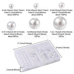 パール調アクリルビーズ  染め  ラウンド  ホワイト  4~12x3.5~11.5mm  穴：1~2.7mm  761個/箱&nbsp;SACR-FS0001-11