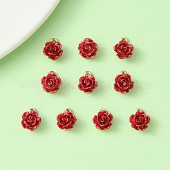 ラックメッキ合金チャーム  abs樹脂  カドミウムフリー＆鉛フリー  文字kのバラの花  暗赤色  ライトゴールド  10.5~11.5x8.5x5mm  穴：1.4mm&nbsp;PALLOY-YW0003-26
