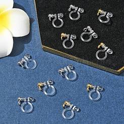 12個2色304ステンレススチールとプラスチッククリップオンイヤリング金具  ゴールデン·ステンレス鋼色  11x11x3mm  穴：1.8mm  6個/カラー&nbsp;KY-FS0001-28